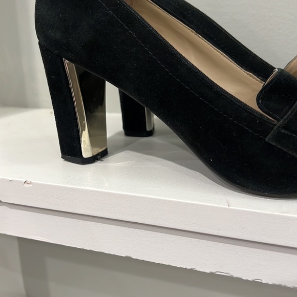 Adrienne Vittadini Leather Suede Penny Loafer Heels - Picture 4 of 9